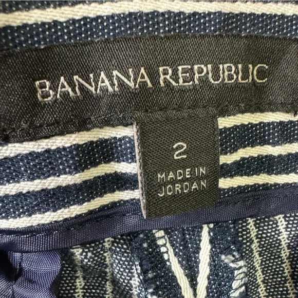 Banana Republic pants women 2 cotton blend slim ankle pin striped pants blue - Picture 7 of 13